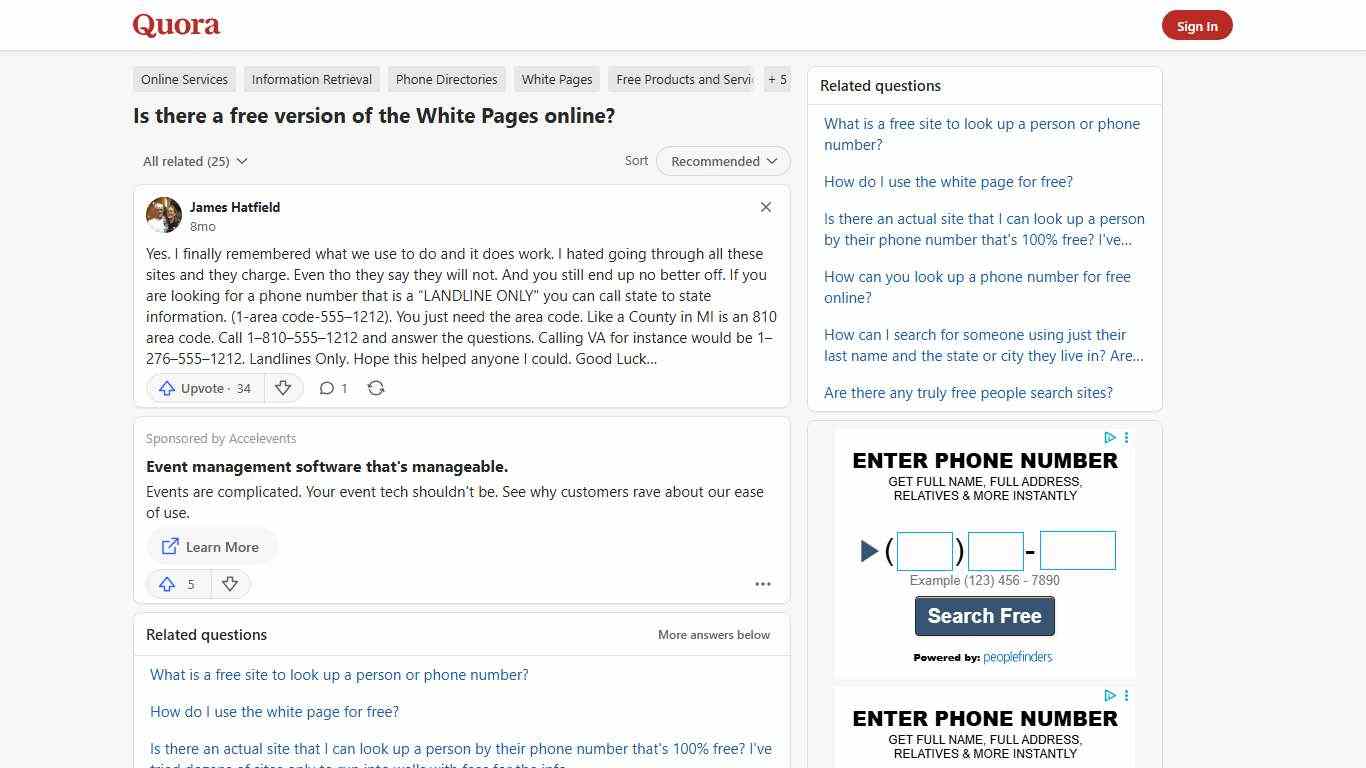 Is there a free version of the White Pages online? - Quora